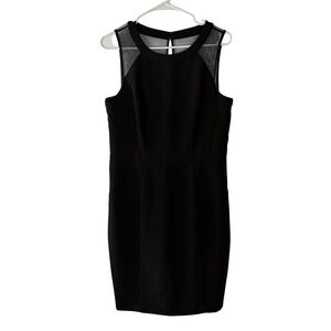 White House Black Market Black Mesh Yoke Sleeveless Sheath Dress Size 10‎
